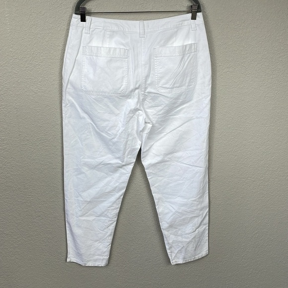 New Eileen Fisher Cotton Hemp Stretch Tapered Pant White Ankle Sz 12 - Picture 5 of 13